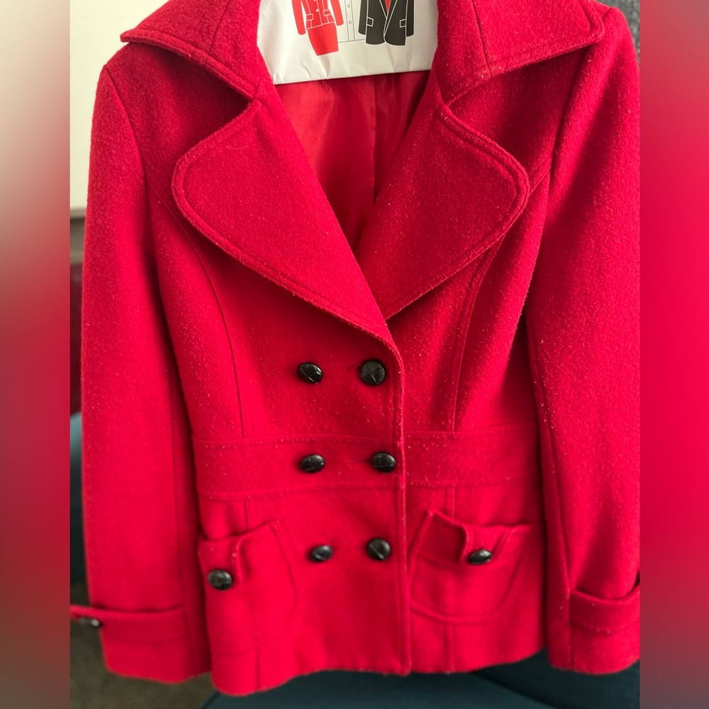 Women’s Pea Coat-Red size medium